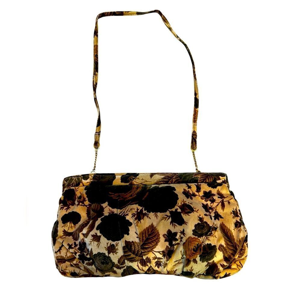 Vintage carpetbaggers of America velvet Floral leaf Bag